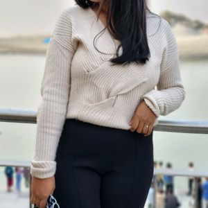 Criss Cross Cream Sweater