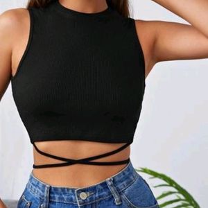 Black Zig Zag Crop Top