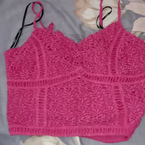 Rose Color Crop Top