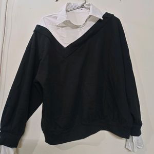 Korean Shirt + Sweatshirt  Black