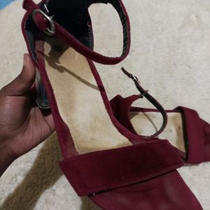 Maroon Block Heel