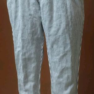 Women's Cotton Pant | Black & White Stripe