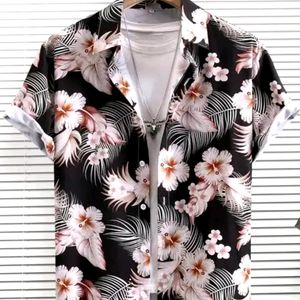 Black , Printed, Loose Mens Shirt