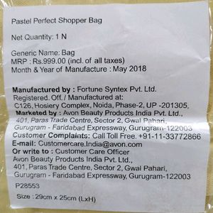 Avon Brand New Pastel Perfect Shopper Bag