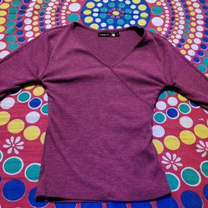 Maroon wrap pattern top