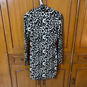 BnW Monochrome Leopard Print Bodycon Dress