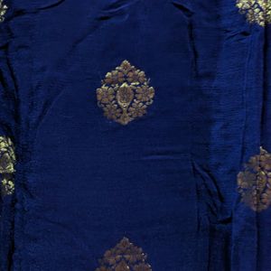 Dark Blue With Golden Shimmer Thread Work