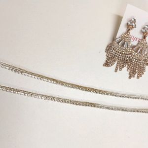 Beautiful Sparkling Earings And Pair Of Anklet