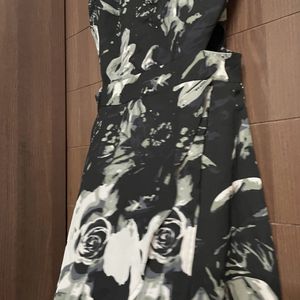 Waist Cut-Out Floral Print A-line Dress