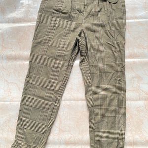 FUSCOUS GREEN AND BISTRE BROWN PLAID PANT