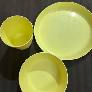 Ikea Yellow Set Of Plate, Bowl And Glass