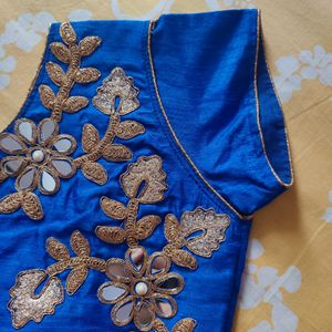 Blue Designer Mirror Work Blouse