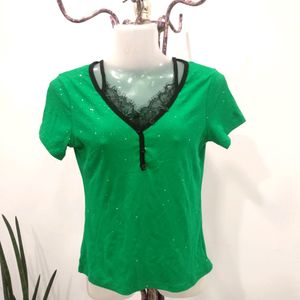 Green Glittering Top