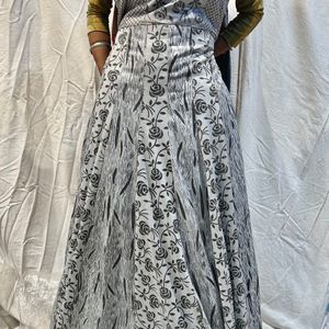 Beautiful Grey Embroidered Printed Gown