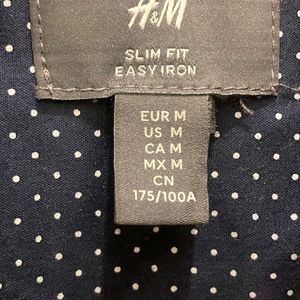 H&M Blue Easy Iron Premium Cotton Shirt.