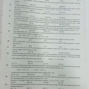 Allen Worksheet (Physical Chemistry)