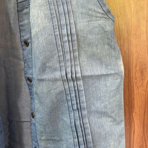 Denim Chinese Collared Top