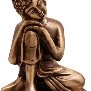 Resting Buddha on Knee Metal Showpiece