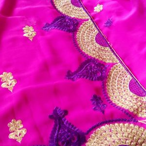 💕Amma Beautiful Embroidery Dark Pink 😍💖Saree