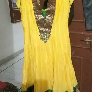 Yellow Anarkali Kurti.