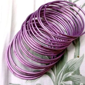 Lavender Bangles - Metal- Set Of 21