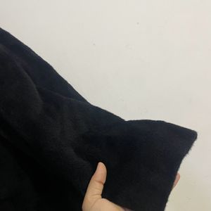 Black Women Velvet Overcoat Long New