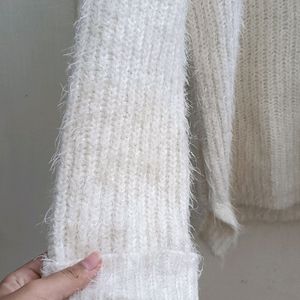 Oversized Cozy Furry White Sweater