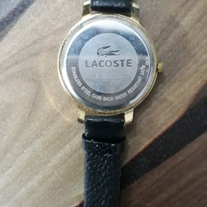 LACOSTE unisex Leather Black Watch