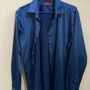 Navy Blue Satin Shirt