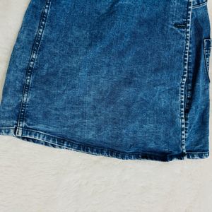 Dark Blue Denim Dungaree Skirt