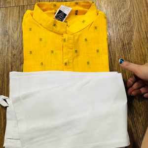 Haldi Yellow White Kurta Pajama