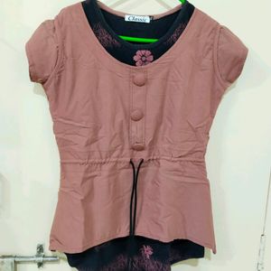 Black And Brown Colour Top With Two Layer Design