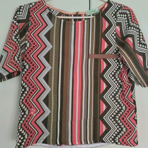 Multicolour Polyester Crop Top