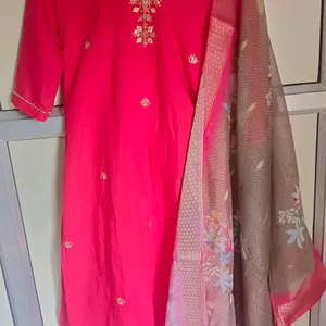 Rose Pink Colour Kurta Set With Dupatta