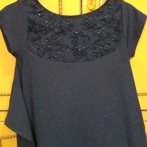 Beautiful Navy Blue Ponchu Style Top