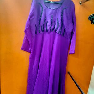 Long Purple Gown Black Colour Kardana Work