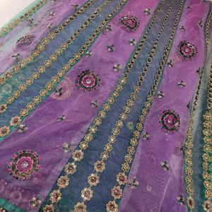 Ghaghra Style Purple Saree