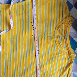 Regular Oversized Yellow Striped T-shirt