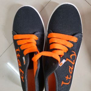 Black Orange Sporty Shoes, Attractive Look