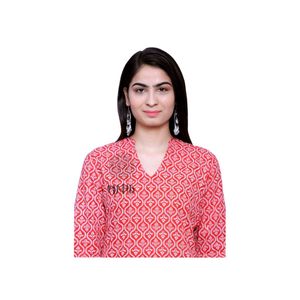 Red And White Cotton Kurta