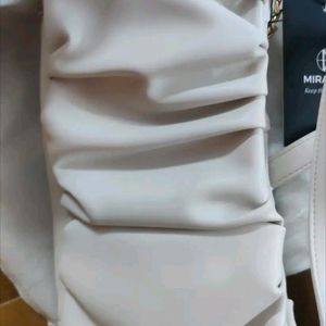 Miraggio Cream Coloured Soft Gathered Shoulder Bag