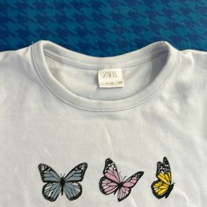 Zara Crop Top With Butterfly 🦋 Applique