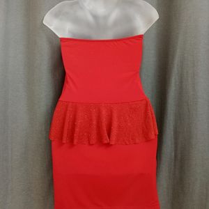 Hot Red Padded Tube Mini Dress For Women's