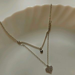 New Studded Double Layered Korean Heart Necklace