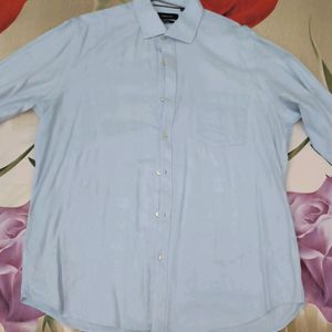 Light Blue Leaf Pattern Modal Rich Shirt