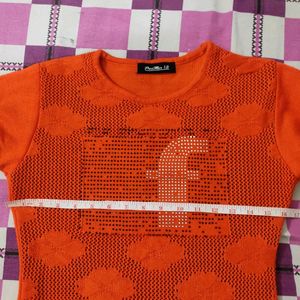 Orange Woolen Top For Winter