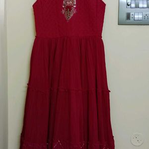 New Maroon Frock(Sleeves Available)