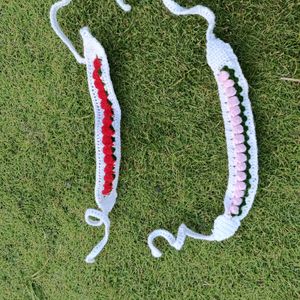 Crochet Strawberry And Pink Tulips Headband