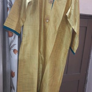 Beautiful Mustard Cotton Silk Kurta