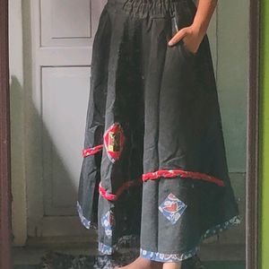 Black Denim Skirt